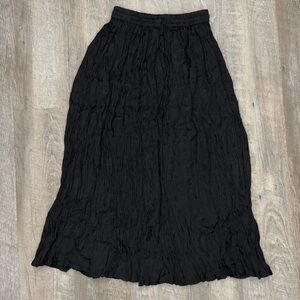 Vintage Boho Witchy Whimsigoth Black Crinkle Maxi Skirt XS/S
